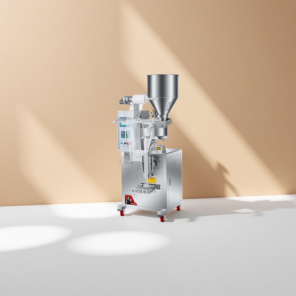 Vertical filling and sealing equipment with stainless steel body for industrial packaging machines