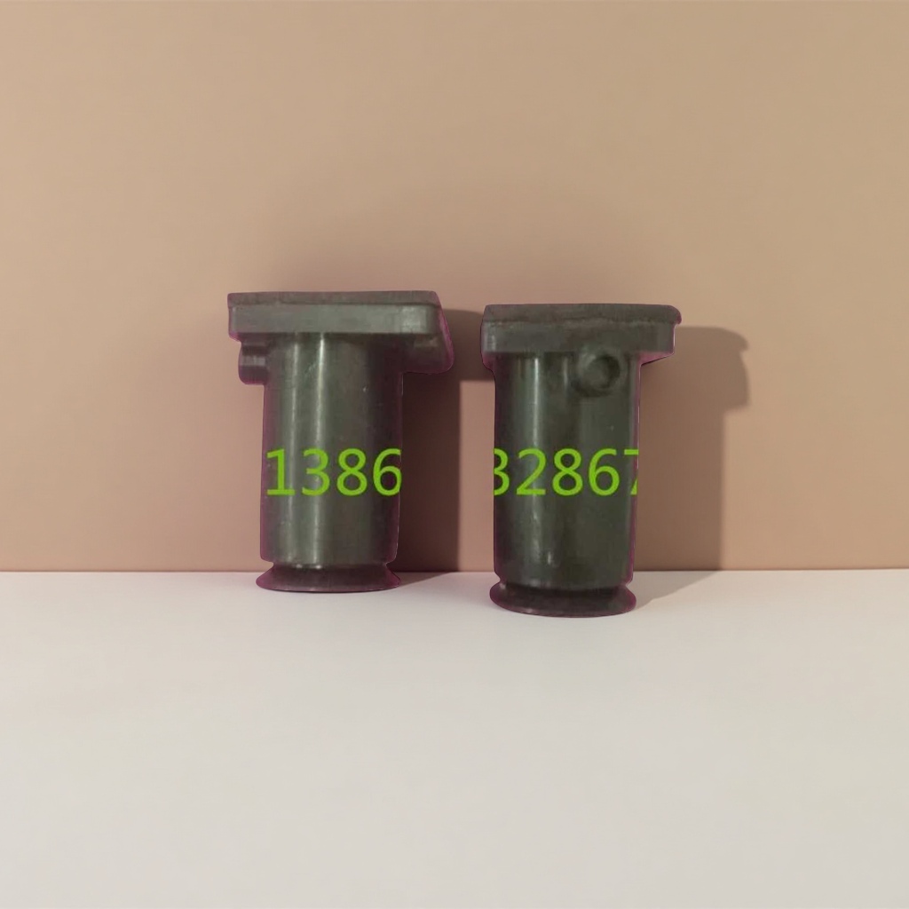 Black cylindrical metal parts with square top structure, two-piece set, pink background display details Picture