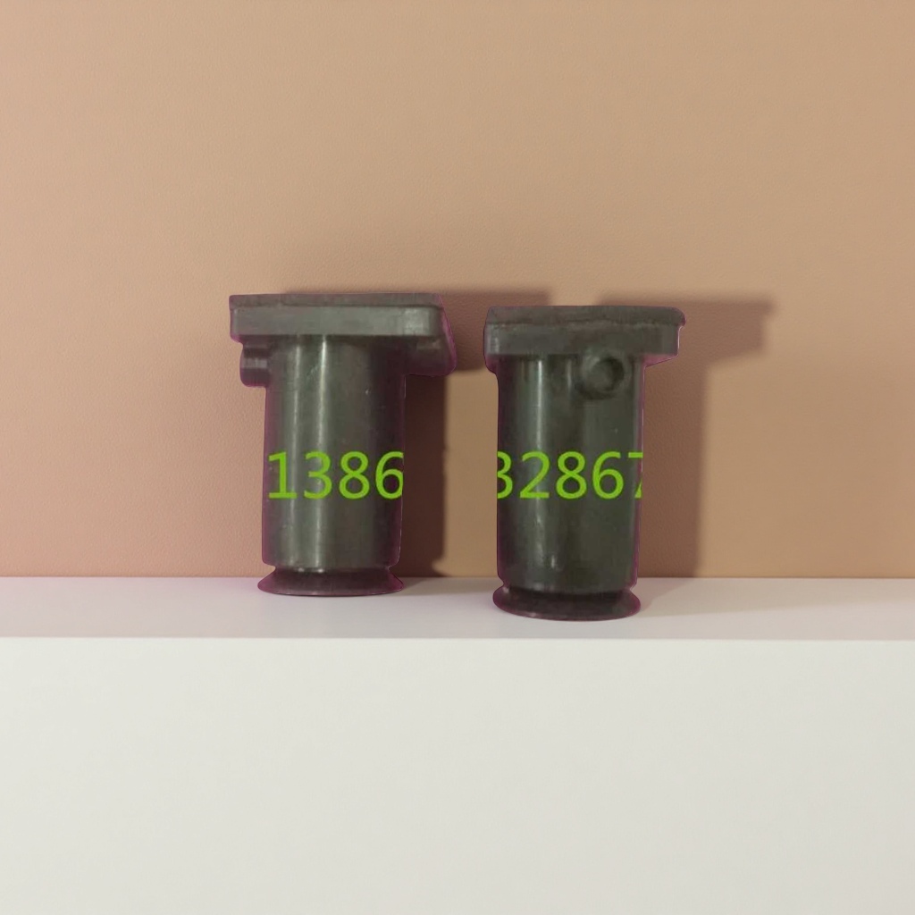Black cylindrical metal parts with square top structure, two-piece set, pink background display