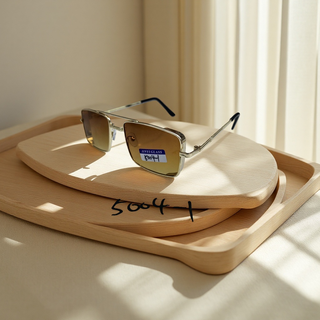 Golden metal-framed sunglasses, fashionable, light and UV-resistant polarized sunglasses details Picture