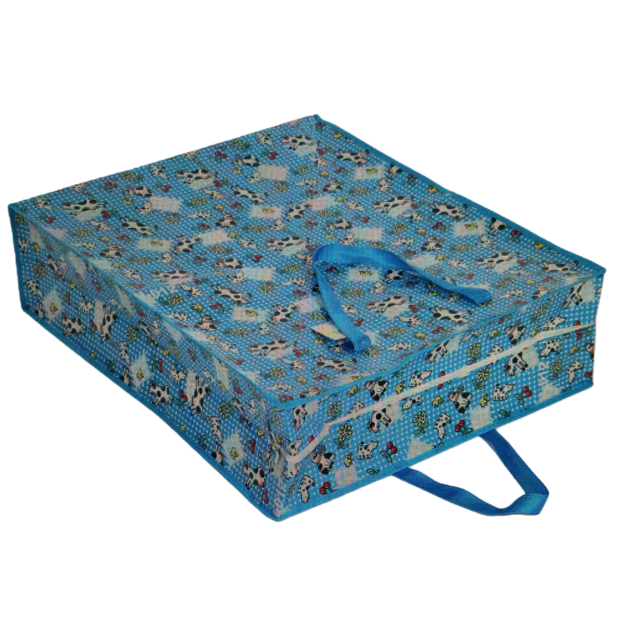 Blue cow pattern storage box, plastic household organizing box, large-capacity storage box Item Picture