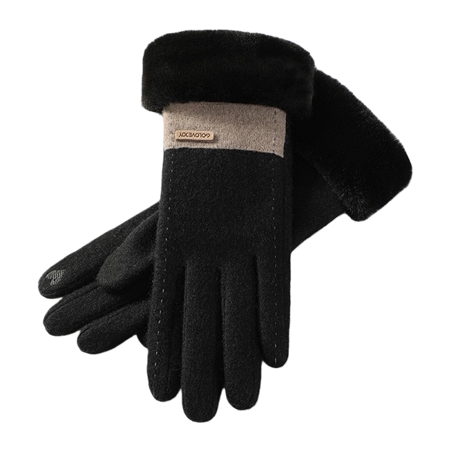 والقفازات السوداء السميكة للتدفئة توفر الحماية من التزلج والشتاء للرجال والنساء Item Picture