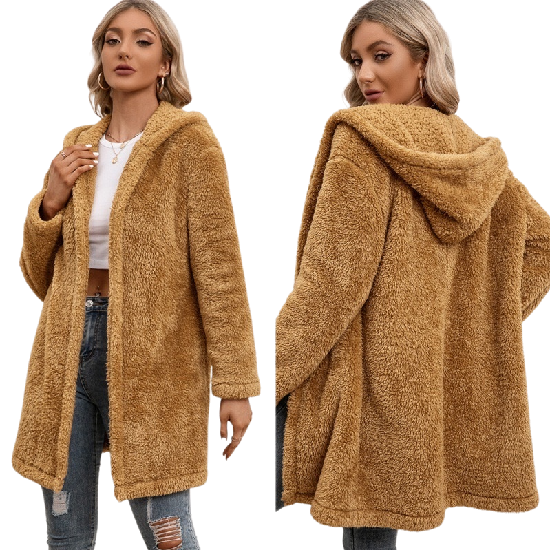 A thick, warm and fashionable plush coat for women in autumn and winter, the same as for models Item Picture