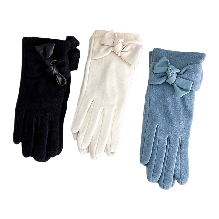 Bow-decorated ladies' gloves are fashionable, versatile, warm and anti-slip for autumn and winter Item Picture