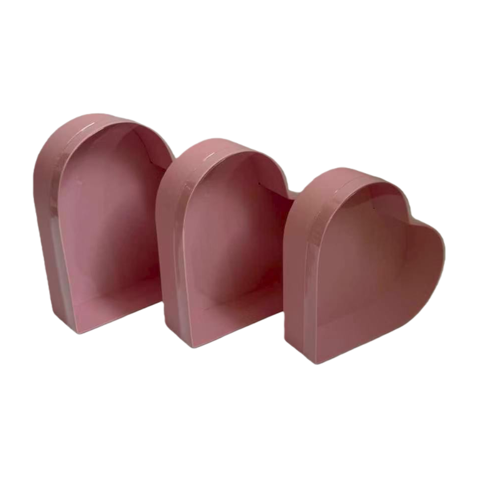 Pink heart-shaped gift box set of three pieces, heart-shaped candy and chocolate packaging box Item Picture
