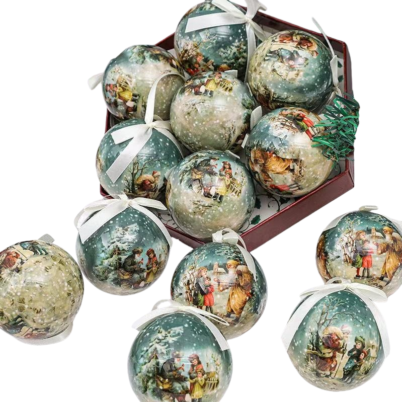 Christmas decorative ball metal texture snow pattern Christmas tree pendant set Item Picture
