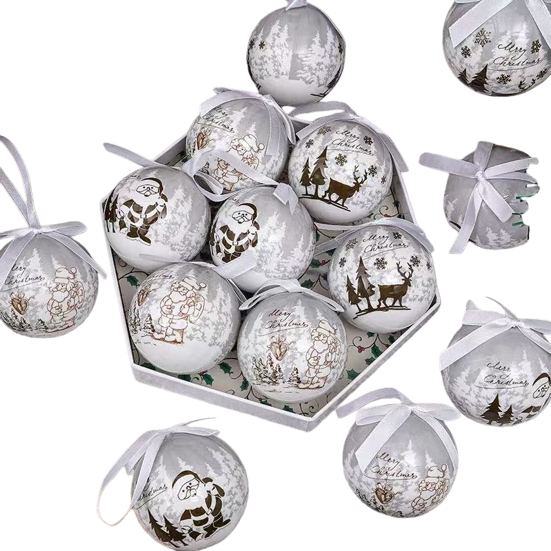 Christmas decorative ball, metallic texture, snow-patterned glass ball, holiday tree hanging decoration Item Picture
