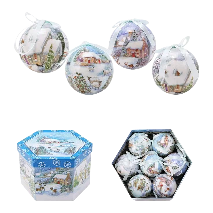 Christmas decorative ball, metal texture snow pattern Christmas tree pendant, festive atmosphere decoration Item Picture