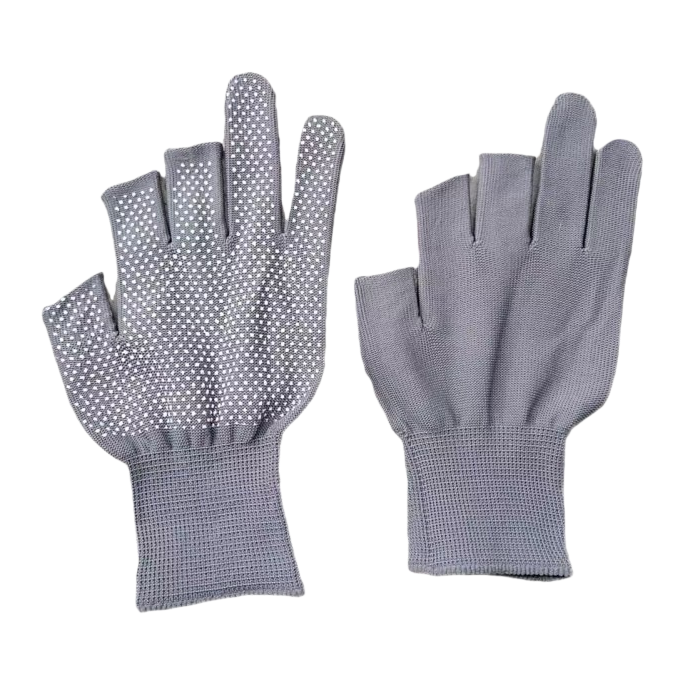 The main body of the grey gloves is a thickened, warm and anti-slip knitted glove for both men and women Item Picture