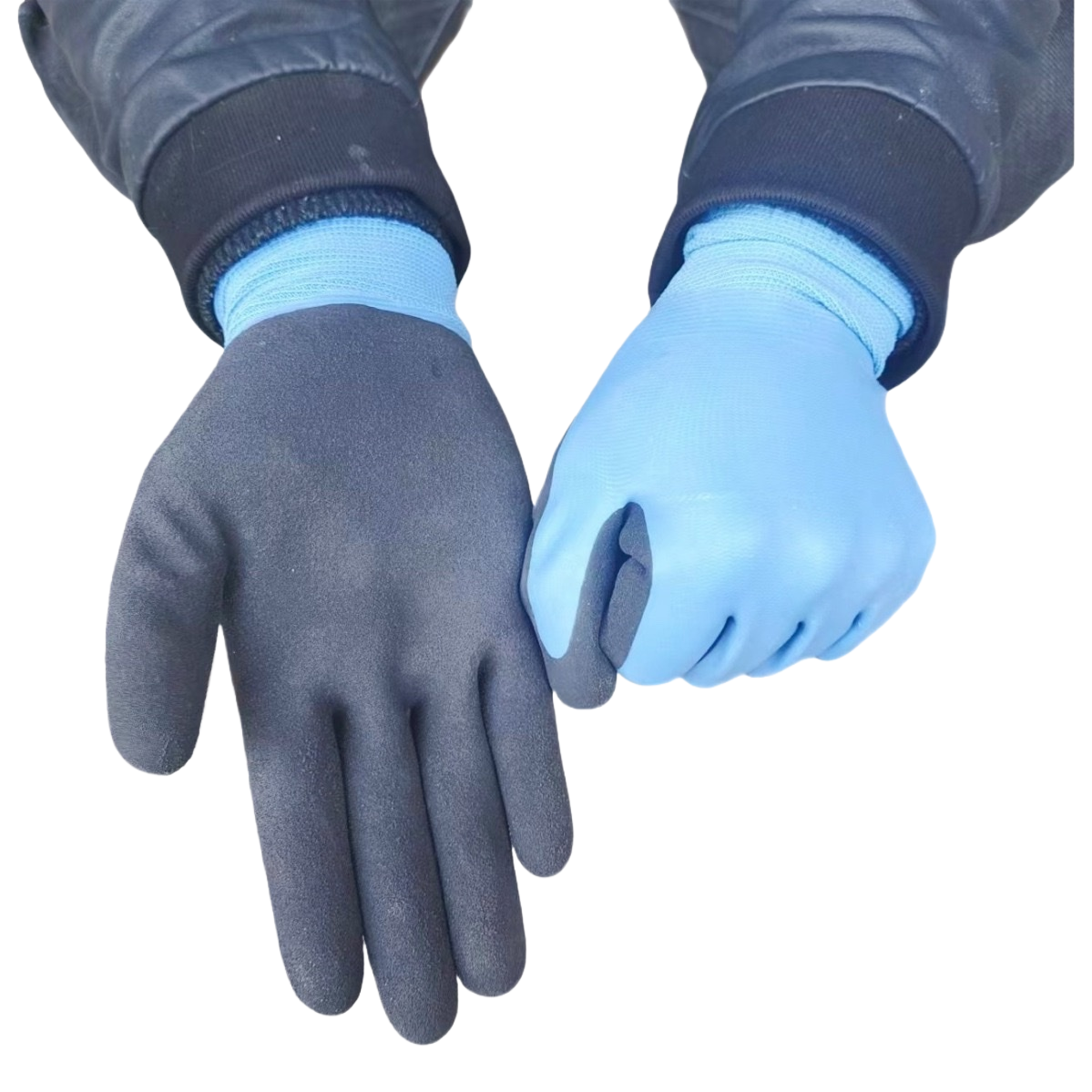 Blue protective gloves, labor protection gloves, anti-slip, wear-resistant and extended style Item Picture