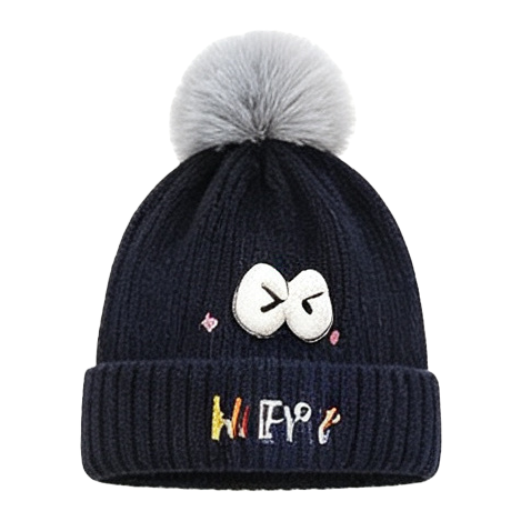 A dark blue knitted hat for women to keep warm in autumn and winter Item Picture