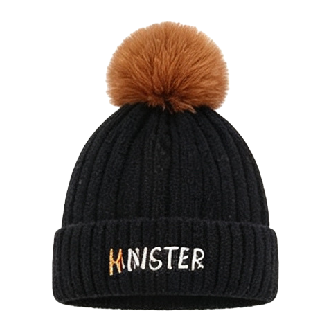 Black woolen hat for women, warm knitted hat for autumn and winter, knitted hat Item Picture