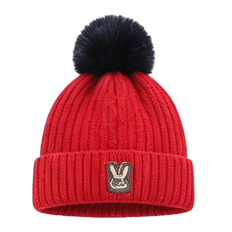 The red knitted cap as the main body, the warm woolen cap, is a versatile Korean style for women in autumn and winter, making the face look smaller Item Picture