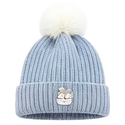 A light blue woolen hat for women, a warm knitted hat, a versatile and casual woolen hat for winter Item Picture