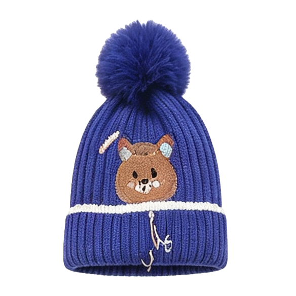 The blue woolen hat is a warm knitted hat for women in autumn and winter. It has a wide brim that makes the face look smaller and is foldable Item Picture