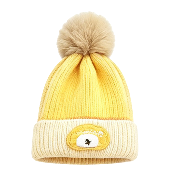 Yellow woolen hat, a warm knitted winter cap for both men and women Item Picture