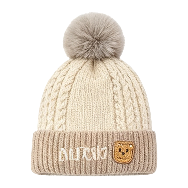 Beige knitted hat for women, a warm woolen hat for autumn and winter Item Picture