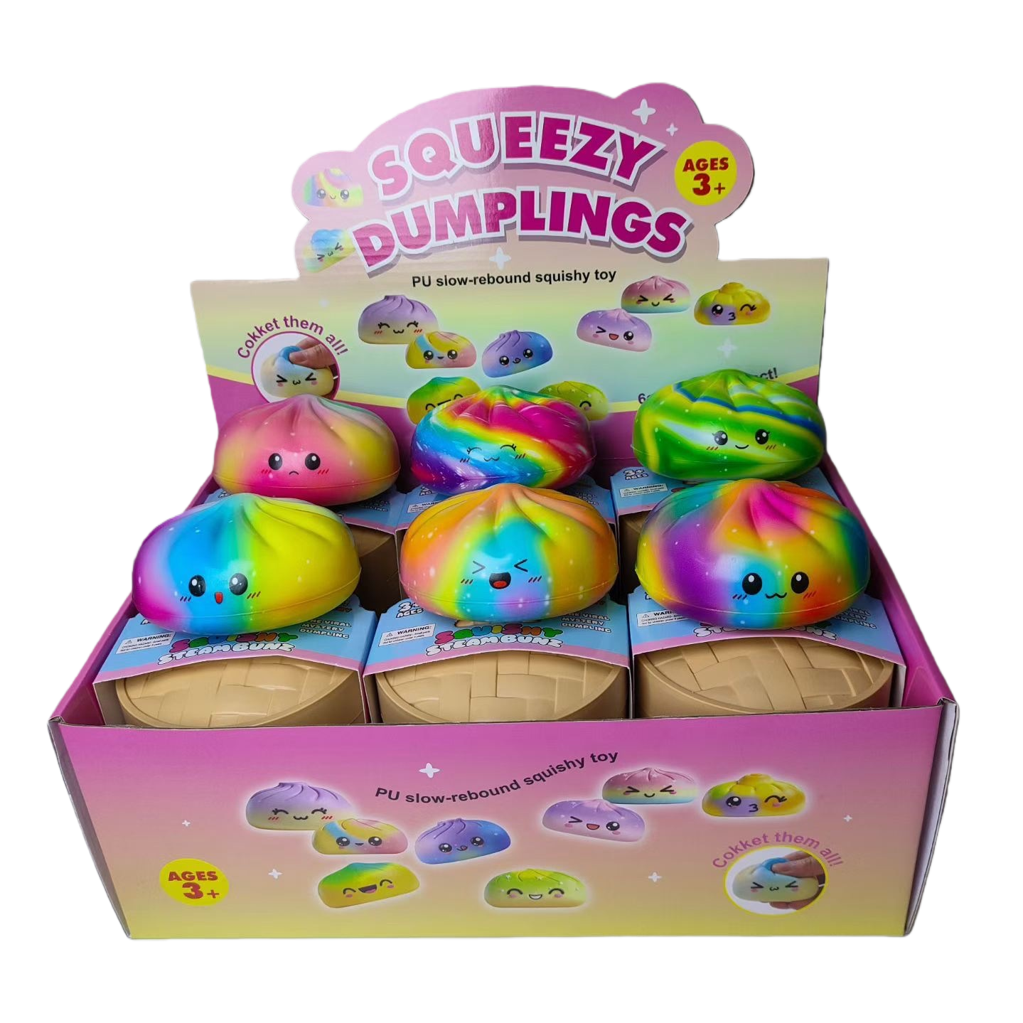 Rainbow xiaolongbao shaped colorful Squeezy Dumplings toy box Item Picture