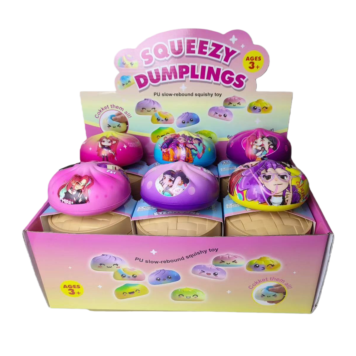 Squeezy Dumplings挤压玩偶玩具 可爱萌趣解压捏捏乐白底实物图