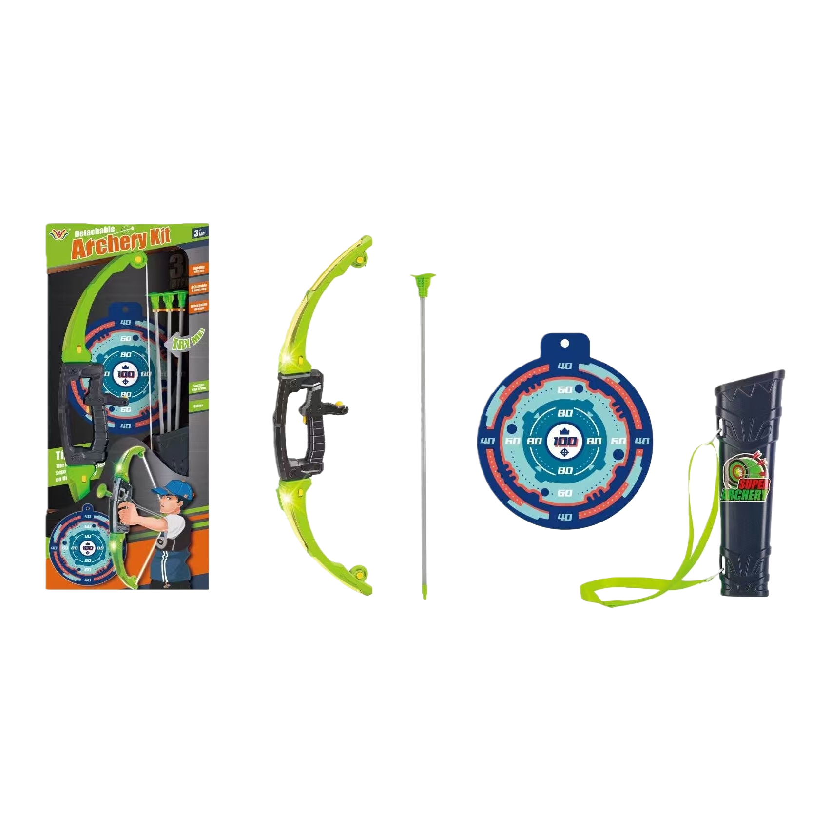 The sports shooting series bow and arrow set includes portable training equipment such as bows, arrows, targets and quivers Item Picture