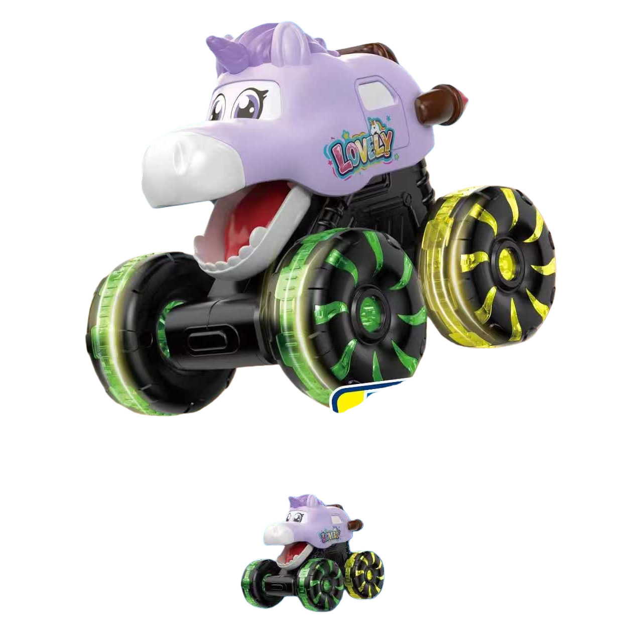 Purple unicorn-shaped electric toy car, children's educational remote control car Item Picture