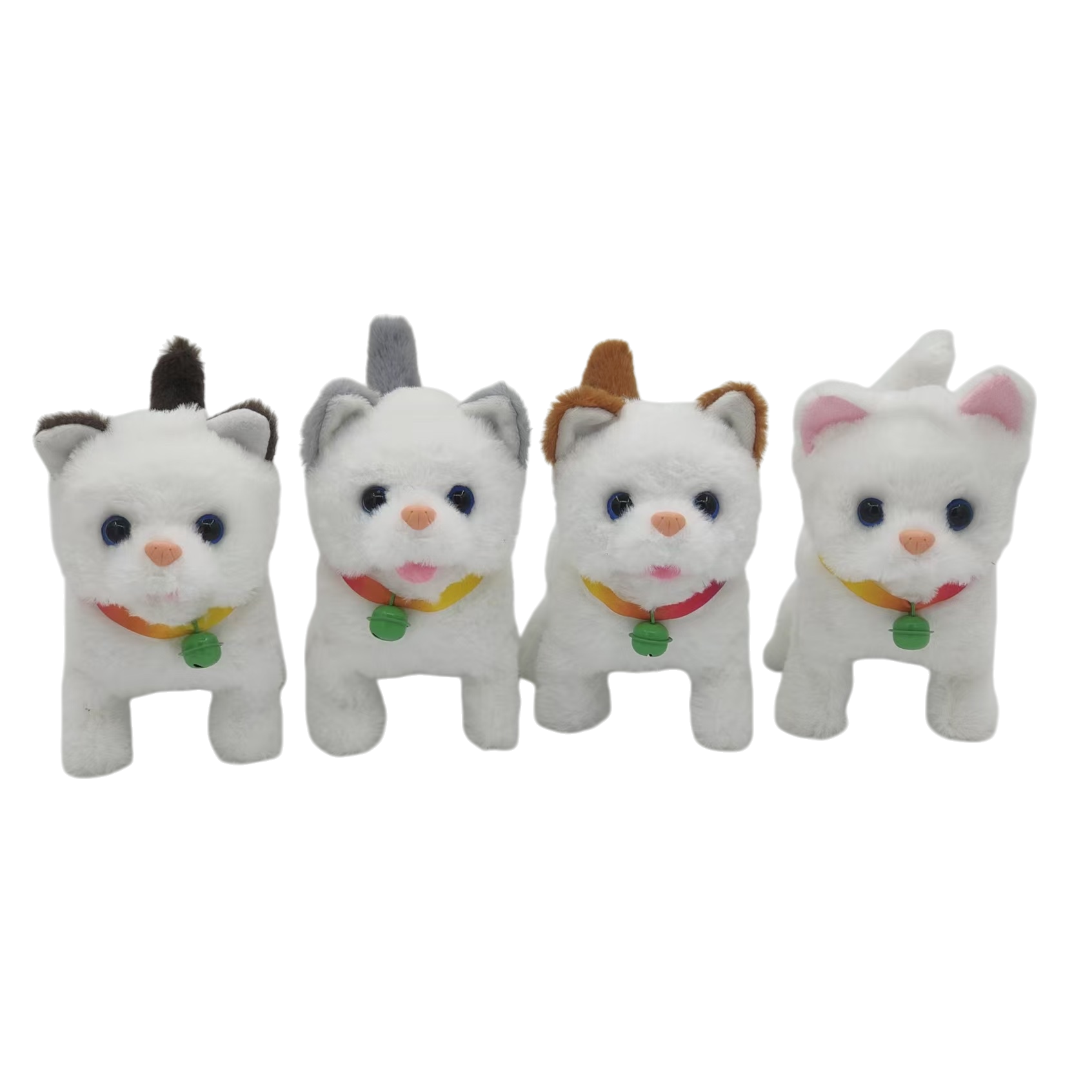 毛绒玩具+四只白色小猫白底实物图