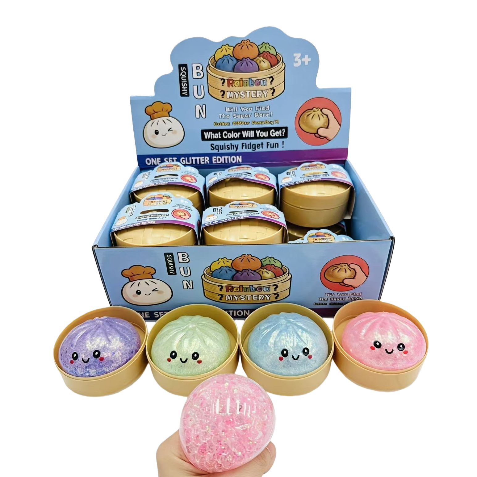 Colorful steamed bun-shaped extrusion and stress-relieving toys, cute soft rubber kneading fun children's educational toys Item Picture