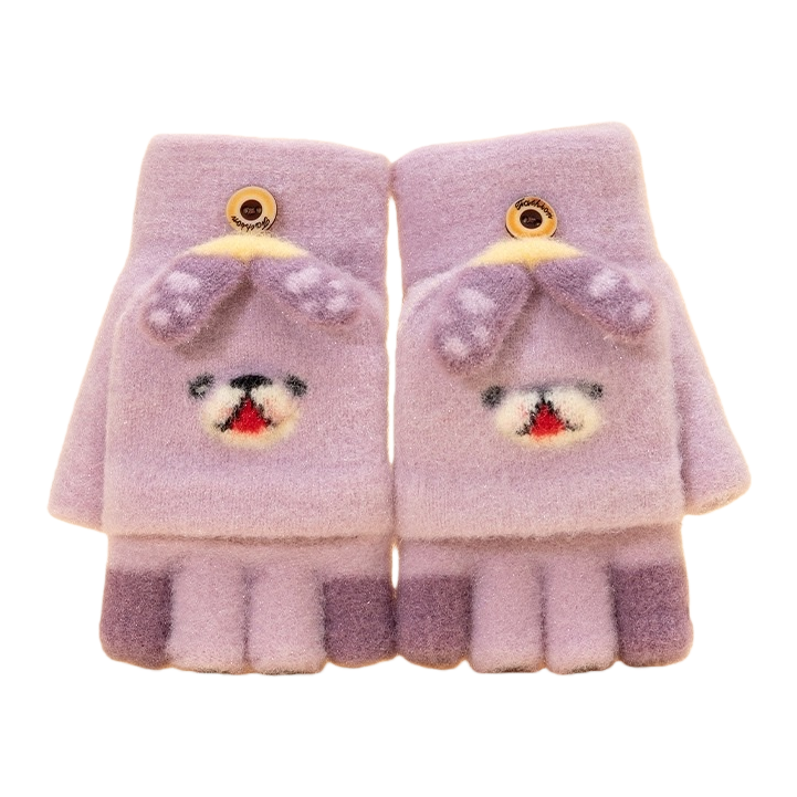 Thickened plush gloves for warm children's autumn and winter knitted gloves Item Picture