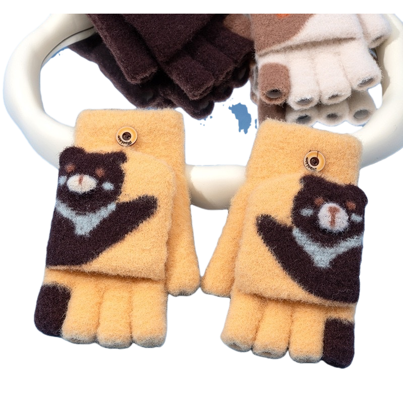 Plush gloves with a soft touch imitating rabbit fur, suitable for both men and women, providing warmth in autumn and winter Item Picture