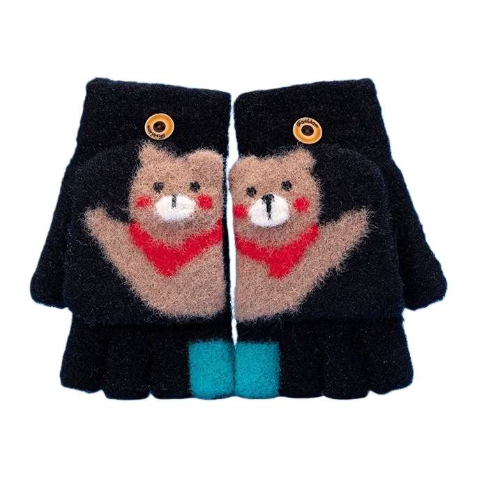 The plush toy bear-shaped gloves are cute, warm and suitable for children Item Picture