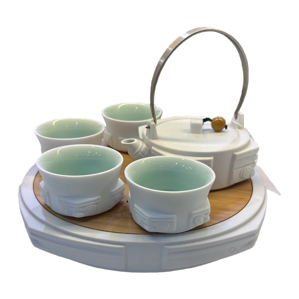Ceramic kung Fu tea set, one pot, four cups with a tea tray Item Picture