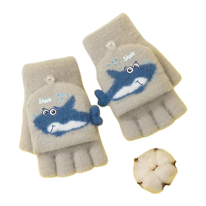 Plush toy shark-shaped gloves, cute children's warm cartoon gloves Item Picture