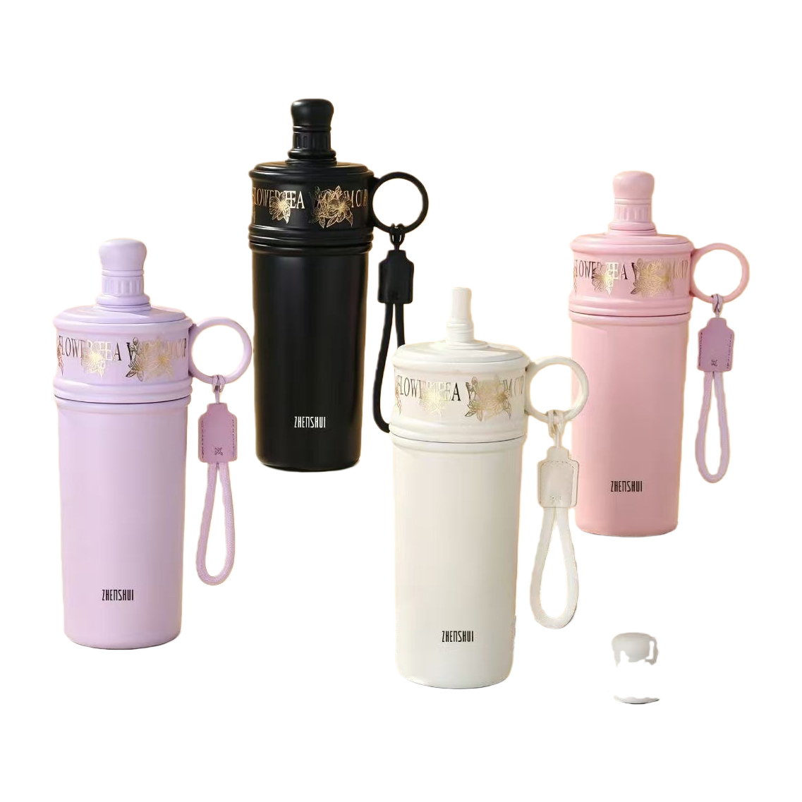 Wholesale of high-appearance ceramic inner liner insulated cups, women's light luxury portable straw cups, high-end double-drinking cups and gift water cups Item Picture