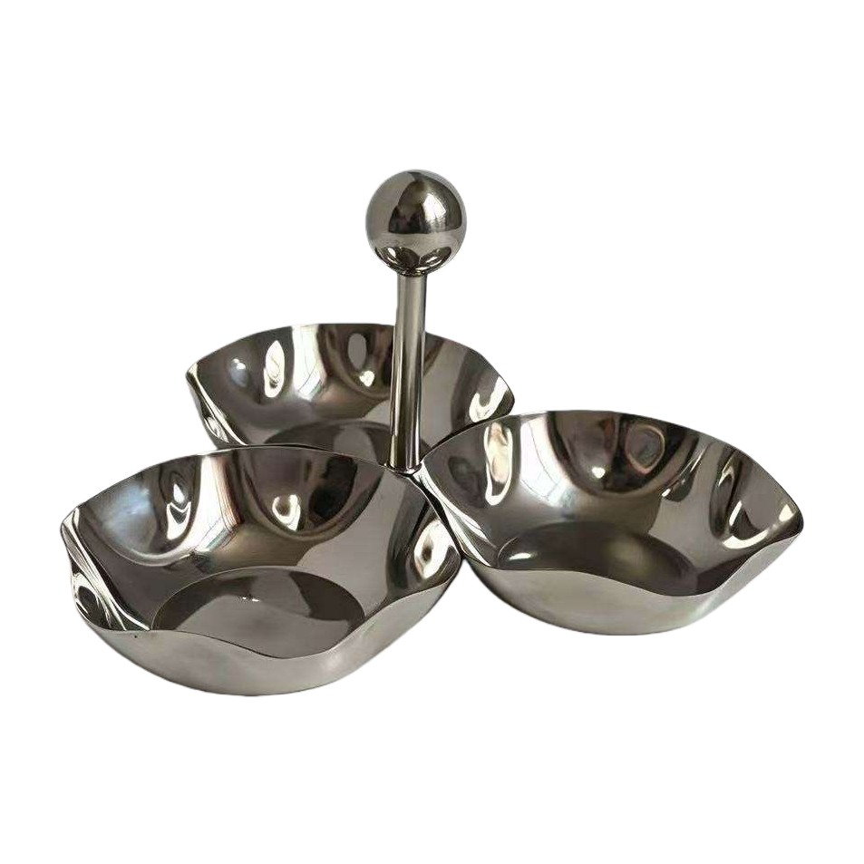 The main body of the metal three-compartment fruit plate is a simple Nordic-style dining table item for home living room fruit plates Item Picture