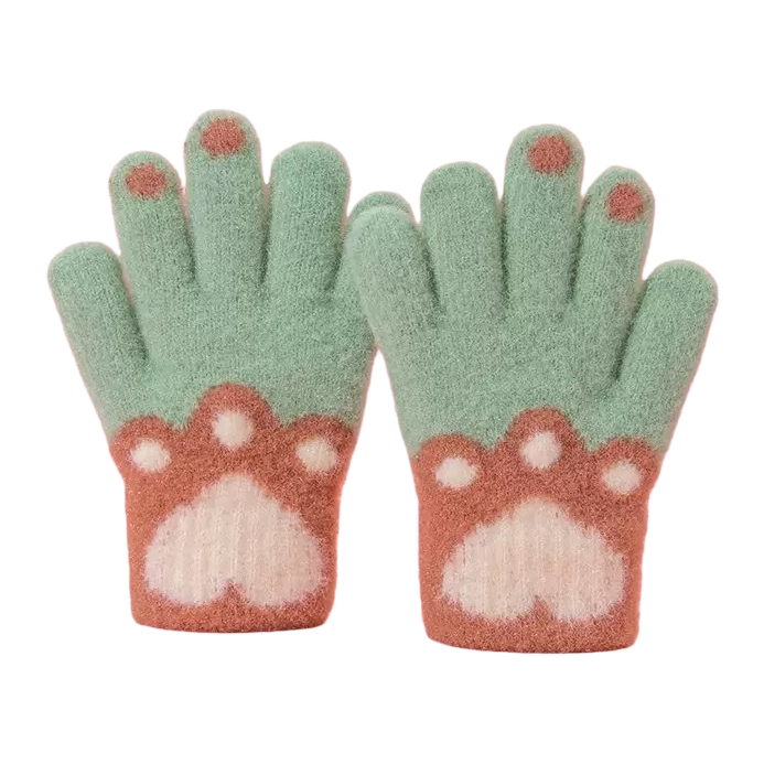 Purple plush cat paw warm gloves are cute and adorable winter children's hand protection against the cold Item Picture