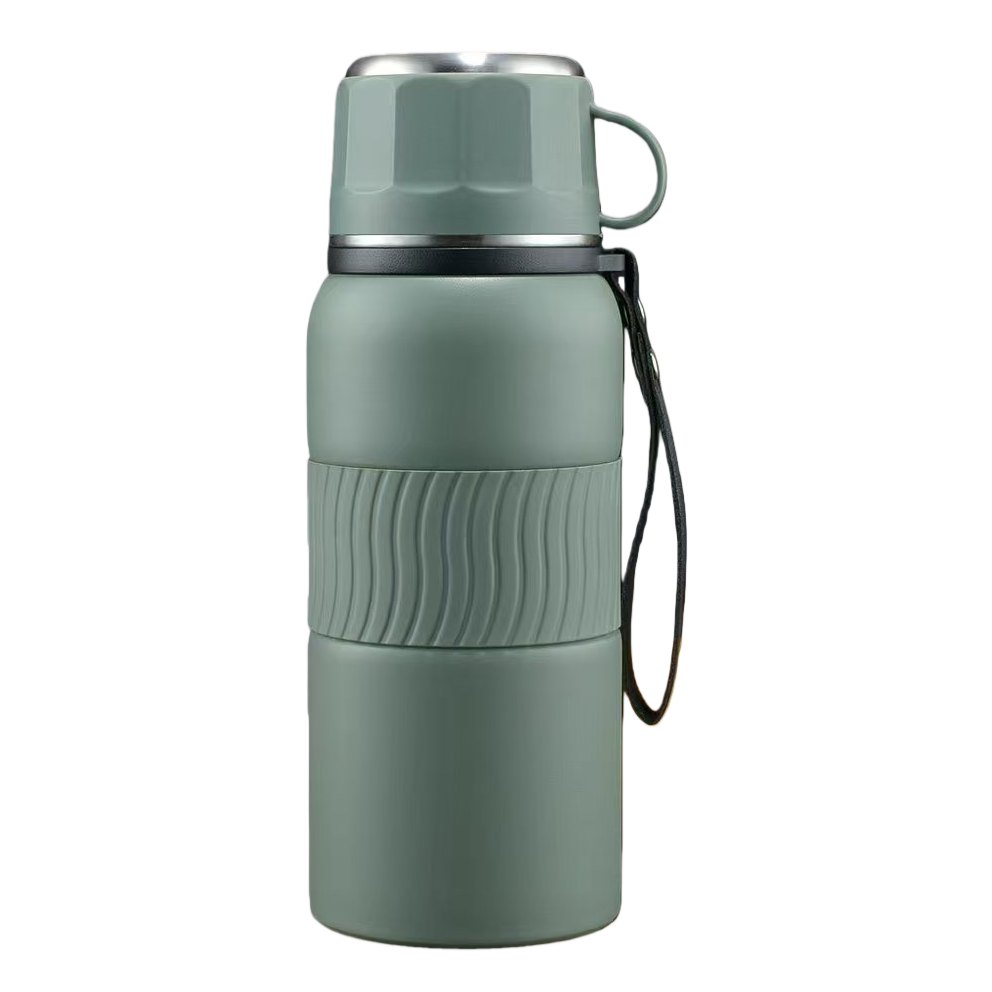 The green insulated cup features a lightweight and simple design, making it a portable water container for both office and home use Item Picture