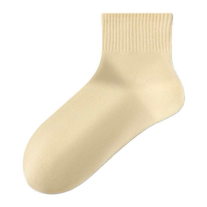Yuanqi Yellow pure cotton mid-calf socks, a pair of versatile casual socks for women Item Picture