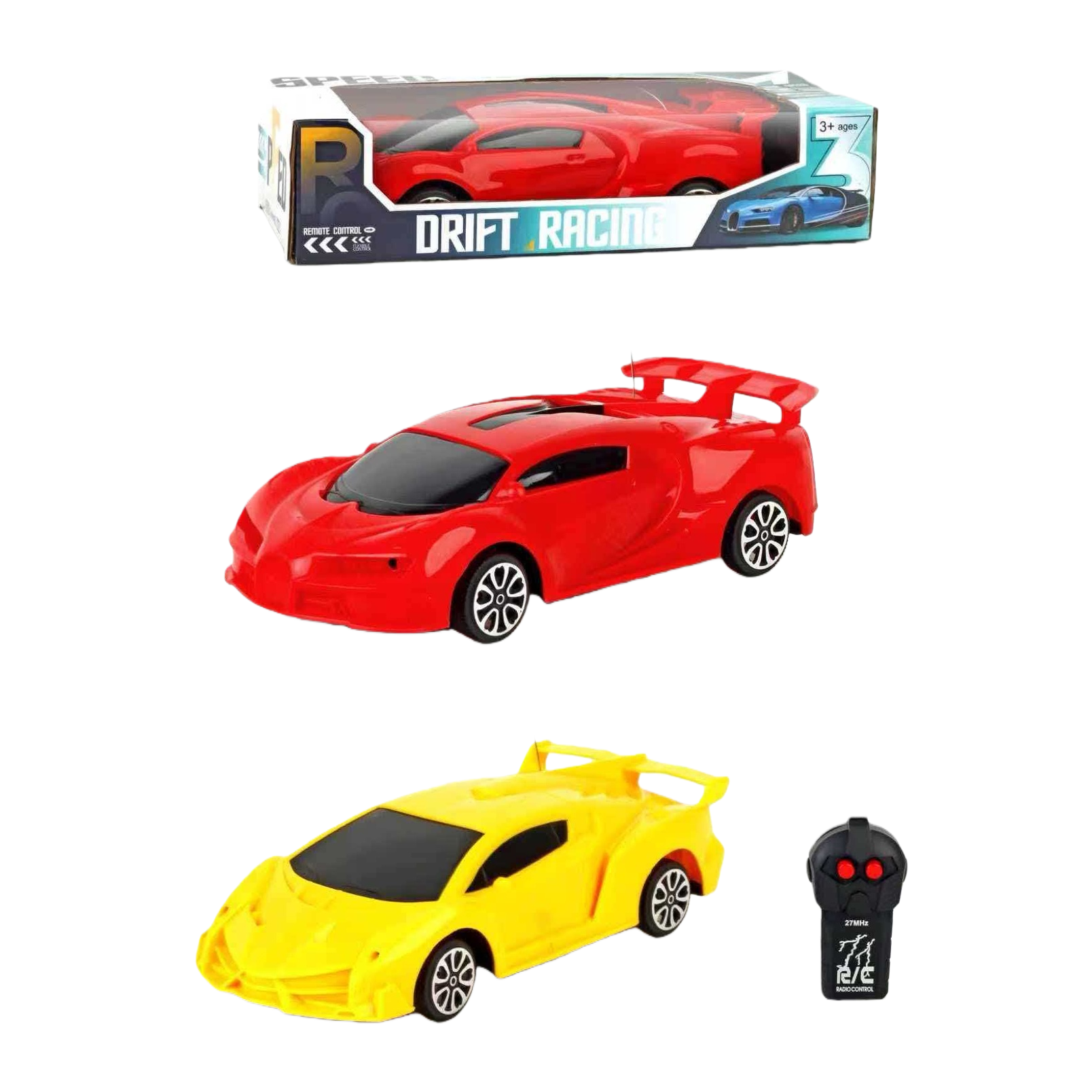 Red and yellow remote control racing car model, Jiaqi brand remote control racing car 1:16 alloy body with packaging box Item Picture