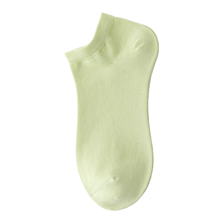 Light green pure cotton short socks for both men and women, sweat-absorbing and breathable sports and casual wear Item Picture