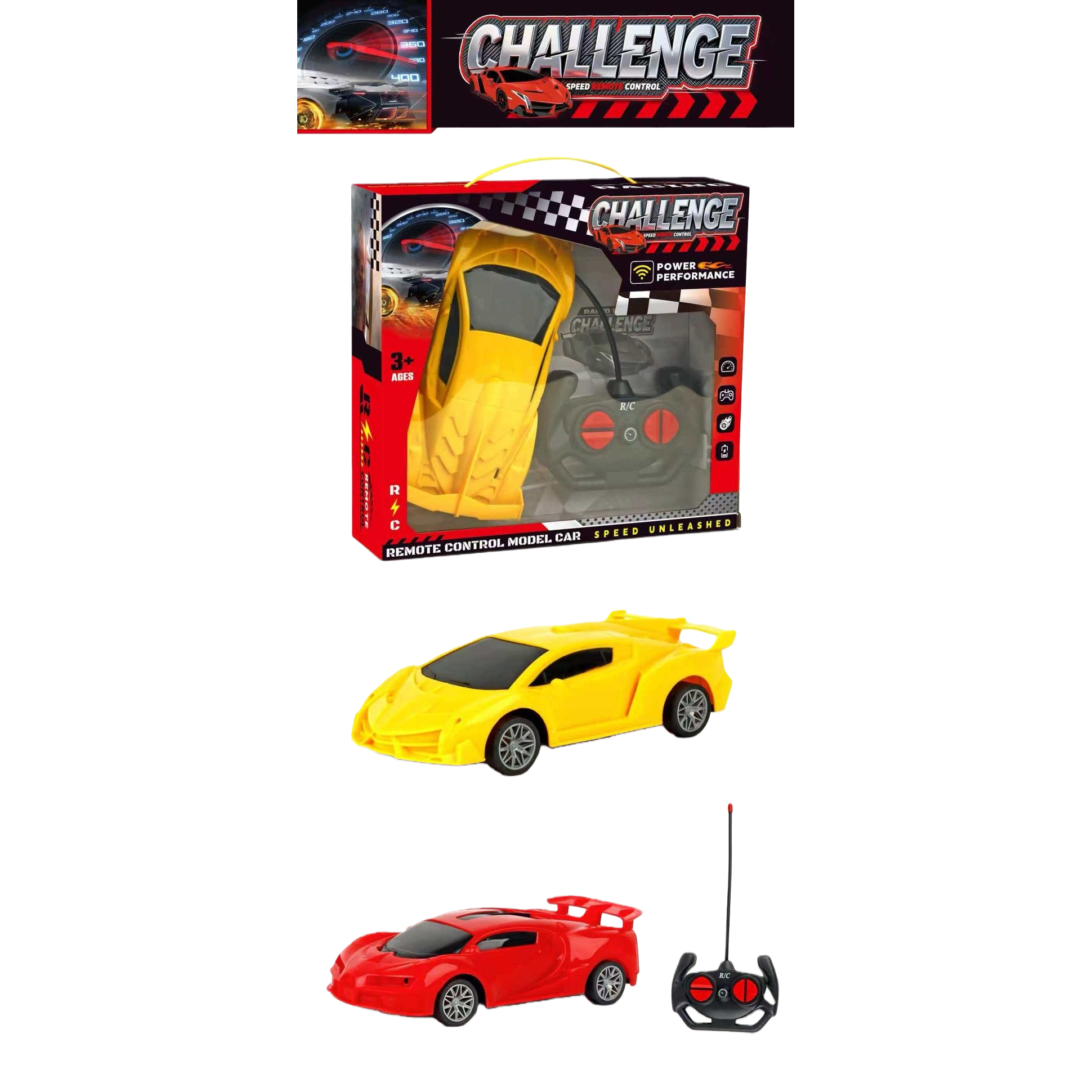 Yellow remote control racing car model remote control car 2.4G four-wheel drive off-road alloy body rechargeable Item Picture