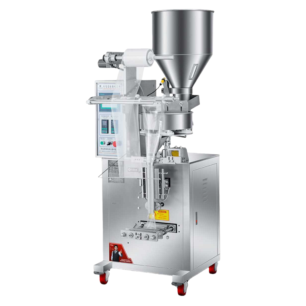 Vertical filling and sealing equipment with stainless steel body for industrial packaging machines Item Picture