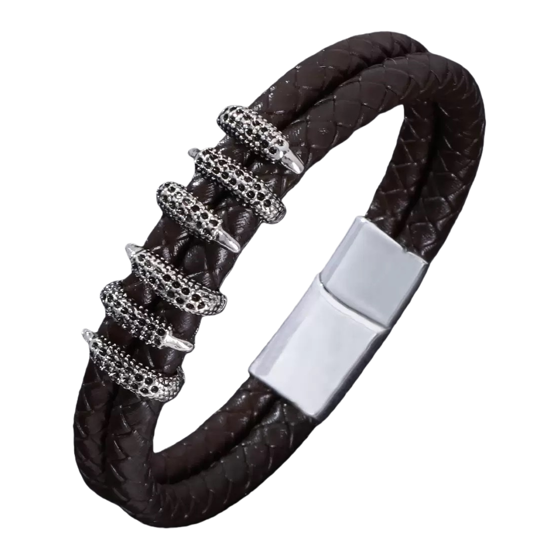 سوار جلدي منسوج باللون البني مع حرفة معصم سيدة Item Picture