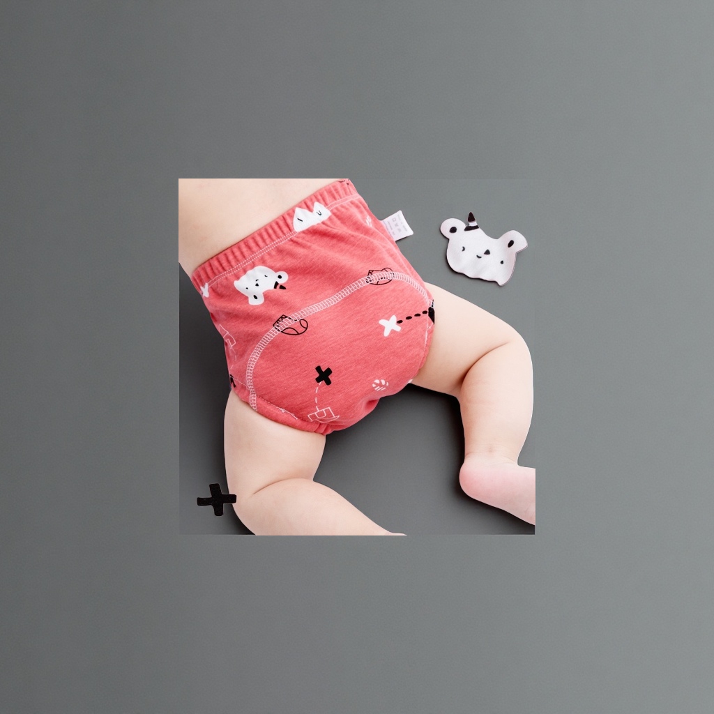 Baby red cartoon pattern diaper pants are soft, breathable, leak-proof and comfortable, specially designed for newborns Specification image