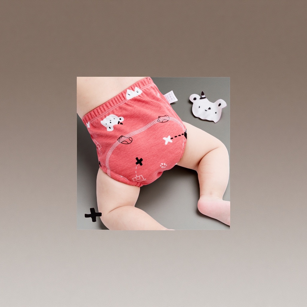 Baby red cartoon pattern diaper pants are soft, breathable, leak-proof and comfortable, specially designed for newborns