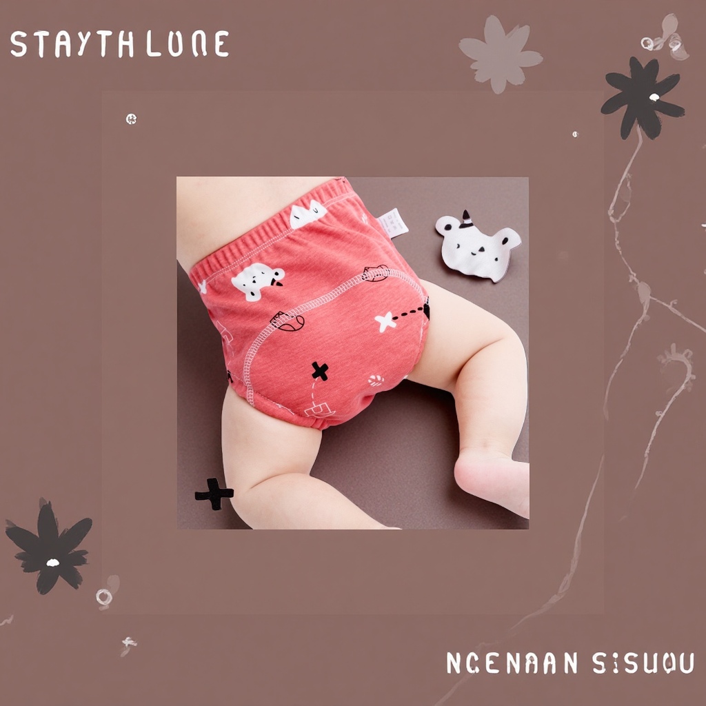 Baby red cartoon pattern diaper pants are soft, breathable, leak-proof and comfortable, specially designed for newborns details Picture
