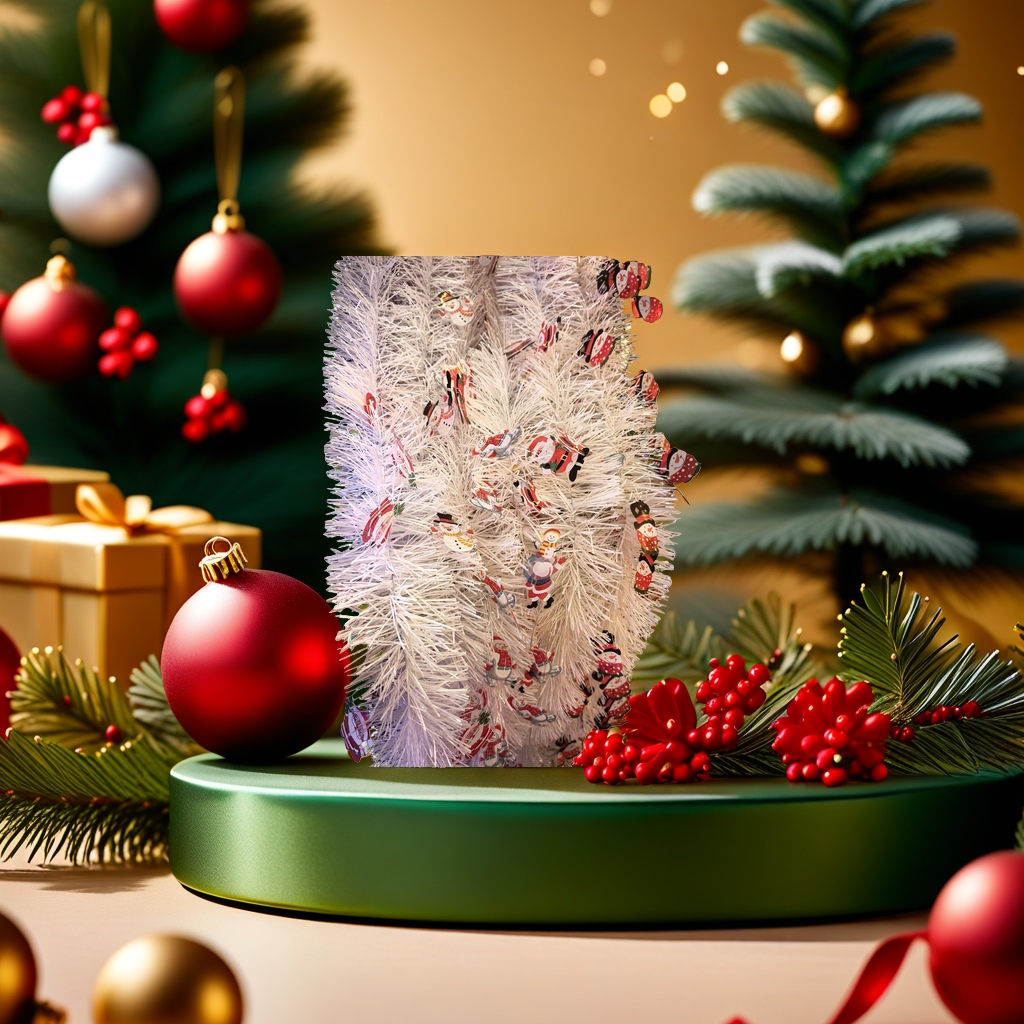 Christmas decoration items: white ribbons, ribbons, webbing, rain curtains, wedding decals
