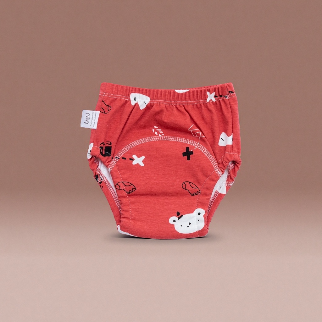 红色卡通图案婴儿布尿裤 可洗 reusable 环保棉质 newborn