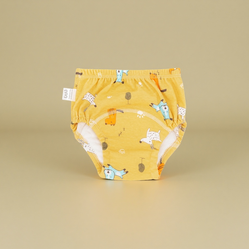 Yellow cartoon-patterned children's underwear, pure cotton, comfortable, breathable and cute printed children's briefs details Picture