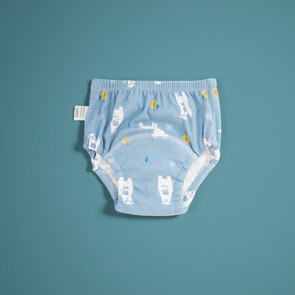 Blue polar bear snowflake pattern baby underwear, pure cotton breathable baby underwear for newborns Specification image