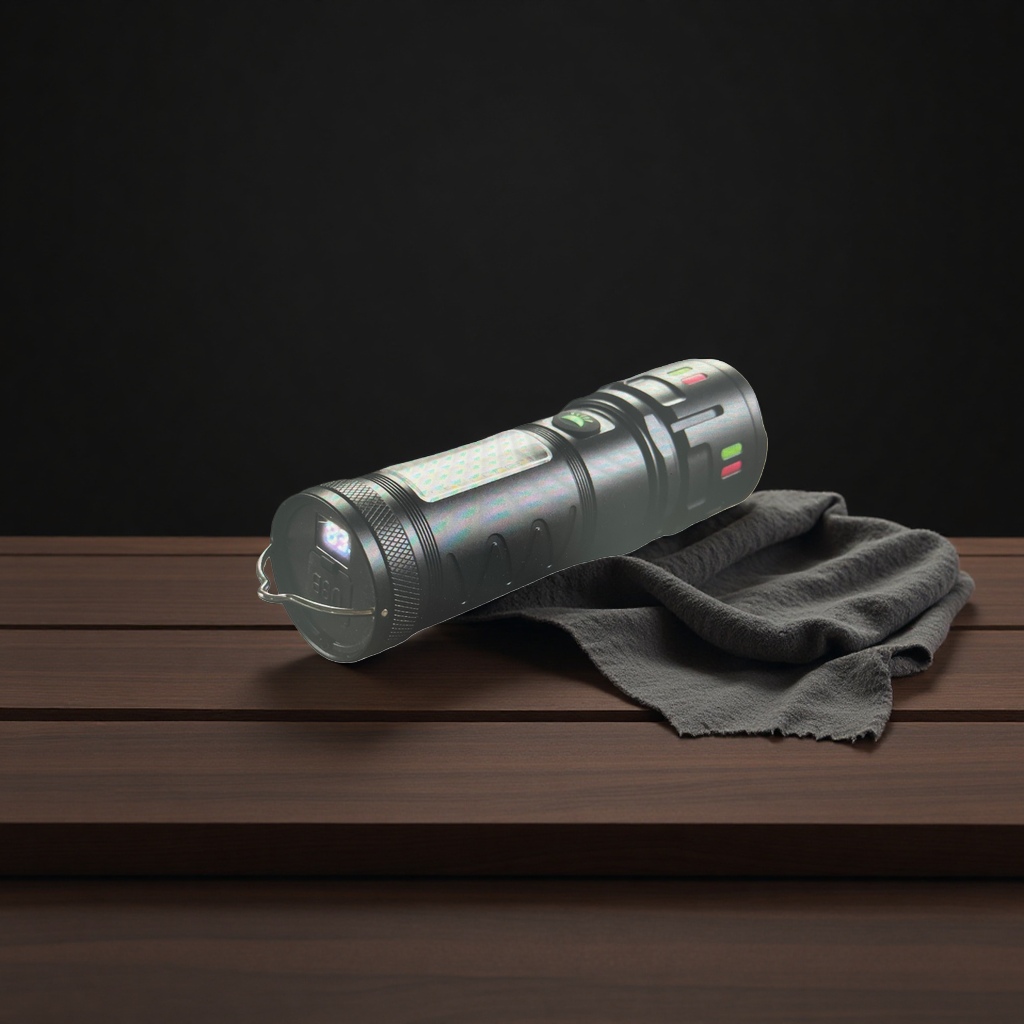This is an emergency flashlight for outdoor mountain climbing with an aluminum alloy body and a long-range range of 300 meters details Picture